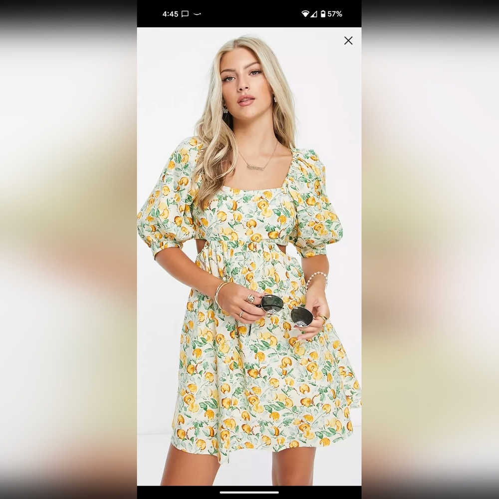 Square neck mini dress in floral print